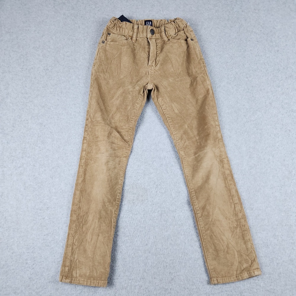 GAP Corduroy Pants Kids 8 Tan 5 Pockets Stretch Adjustable Waist Straight Leg